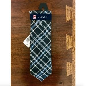 Chaps 100% Silk Black, Gray, and Light Blue Tie